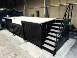 Piscina Contenedor de 6 Metros Negra – Acero Reforzado con Bomba de Calor, LED y Robot de Limpieza