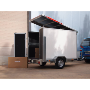 Remolque Furgón Cerrado Milestone B09002 – 750 kg – 237 × 147 × 157 cm – Techo Elevable y Doble Puerta Trasera