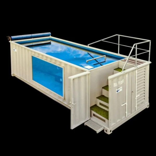 Piscina Contenedor Panorámica de Lujo 12 × 2,40 m – Cristal Panorámico y LED