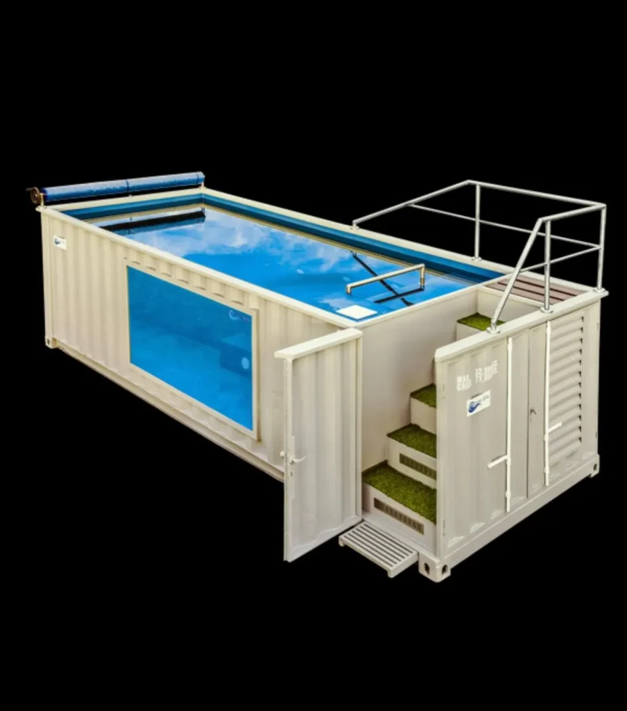 Piscina Contenedor Panorámica de Lujo 12 × 2,40 m – Cristal Panorámico y LED