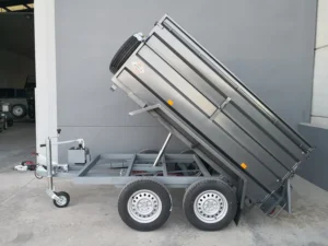 Remolque Basculante Hidráulico Manual 750 kg – 220 × 130 × 50 cm – Doble Eje AL-KO con Sobrelateral de 35 cm